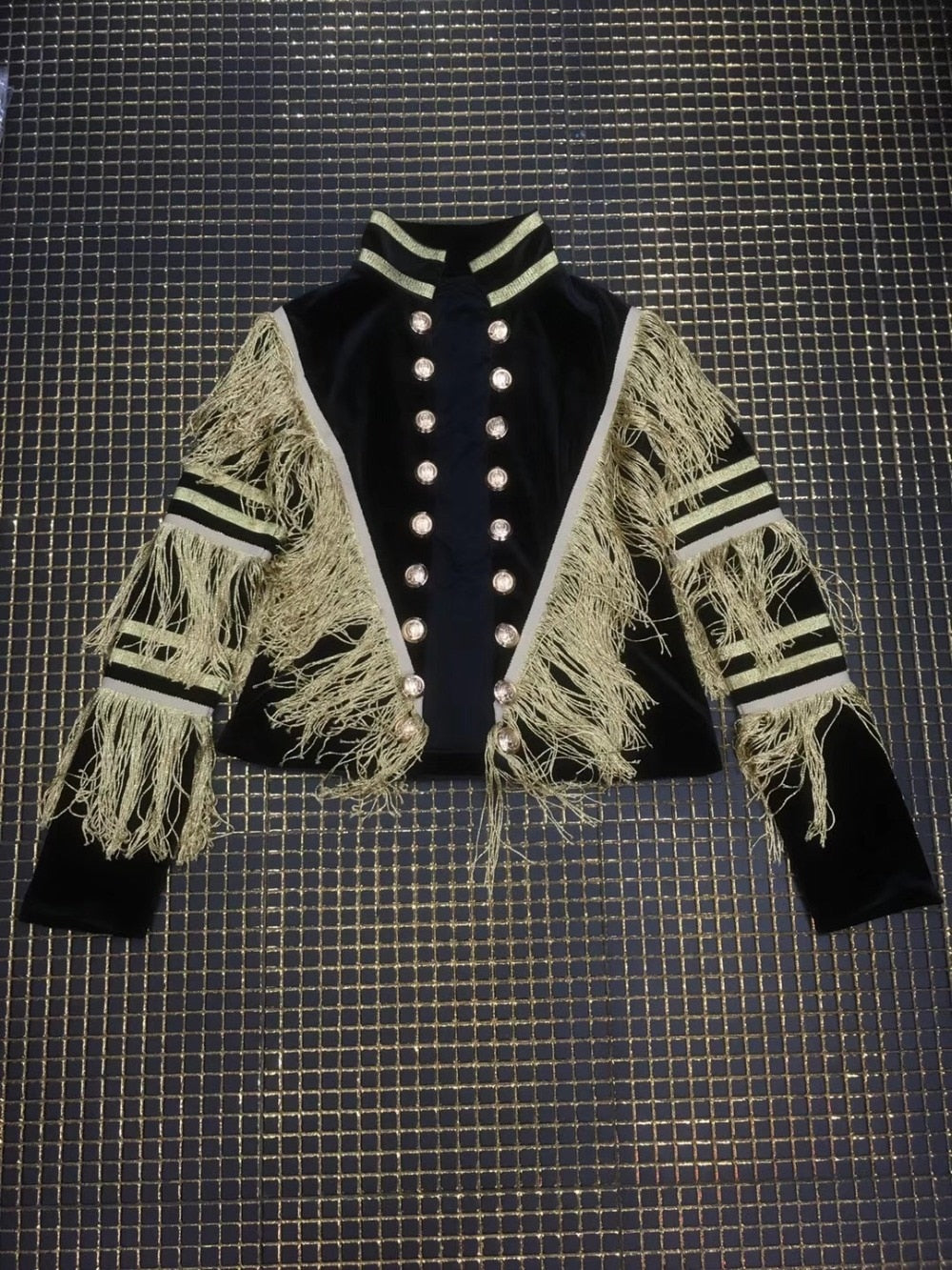 Ladies Sexy Long Sleeve Tassel Button Women Coat Celebrity Designer Party Coat