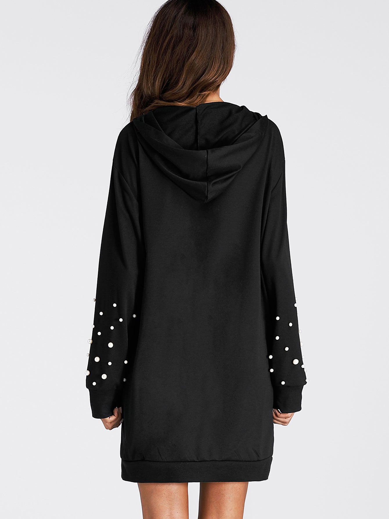 Pearl Beaded Detail Sweatshirt Dress