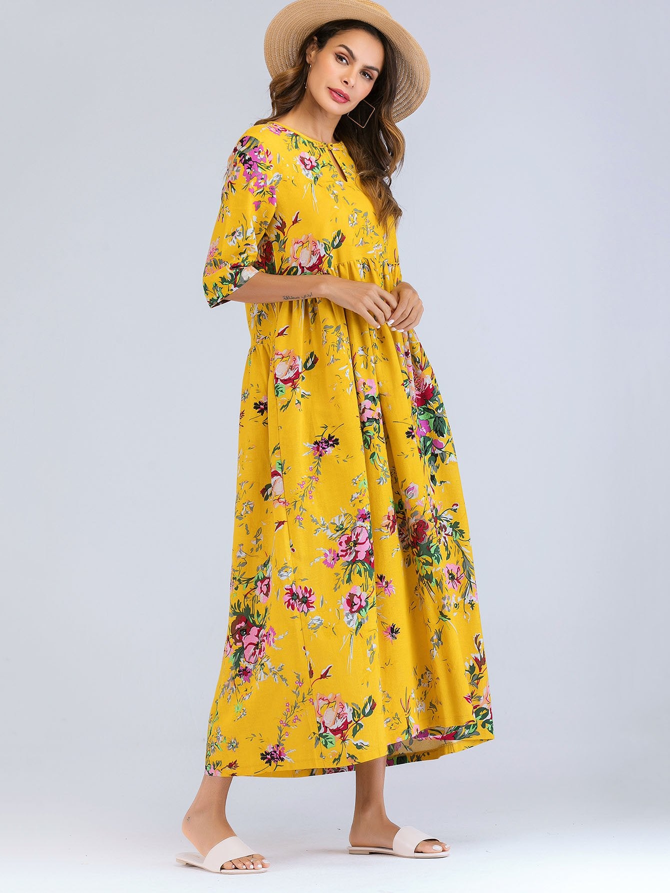 Leaf Print Longline Dress