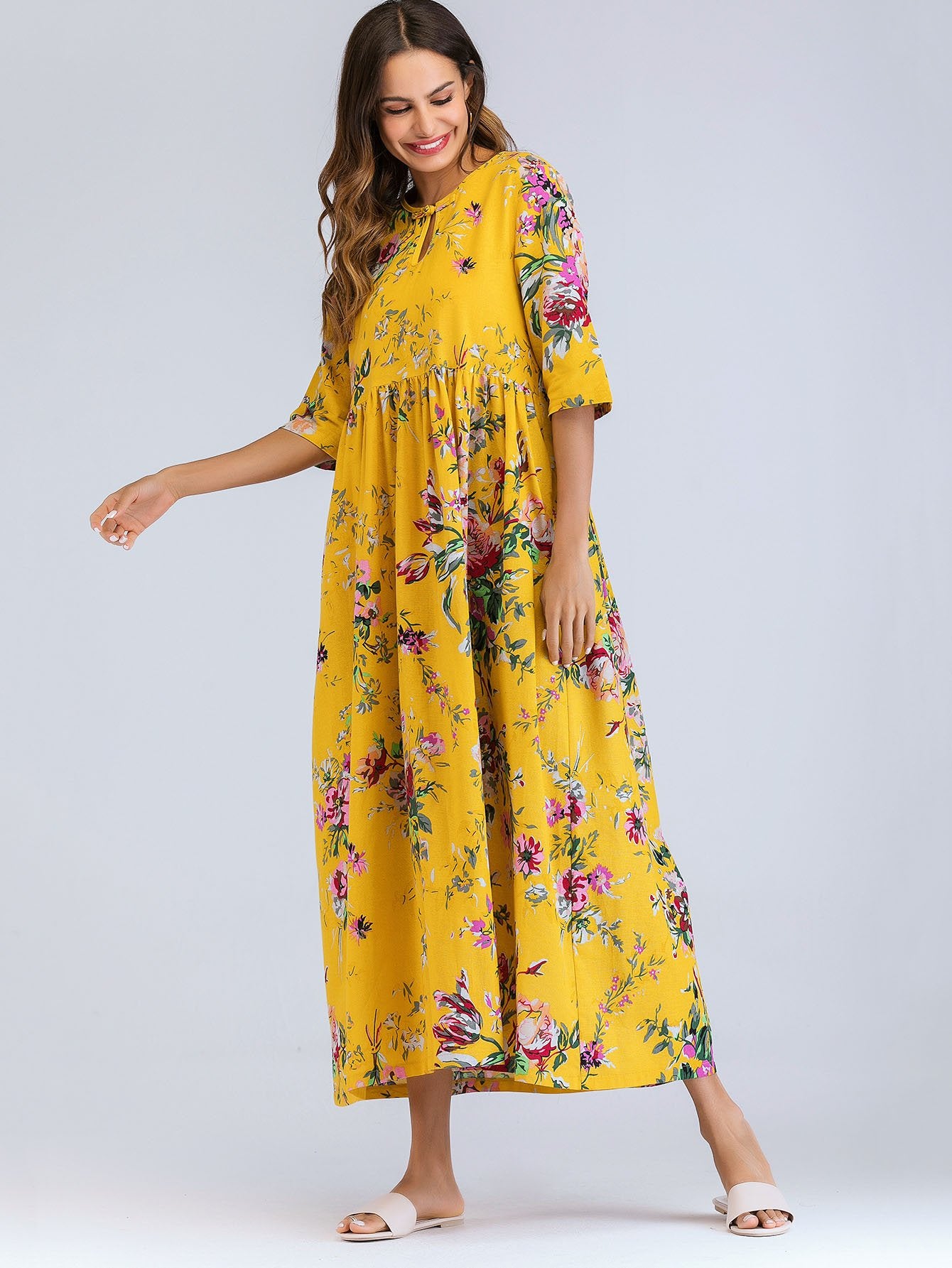 Leaf Print Longline Dress