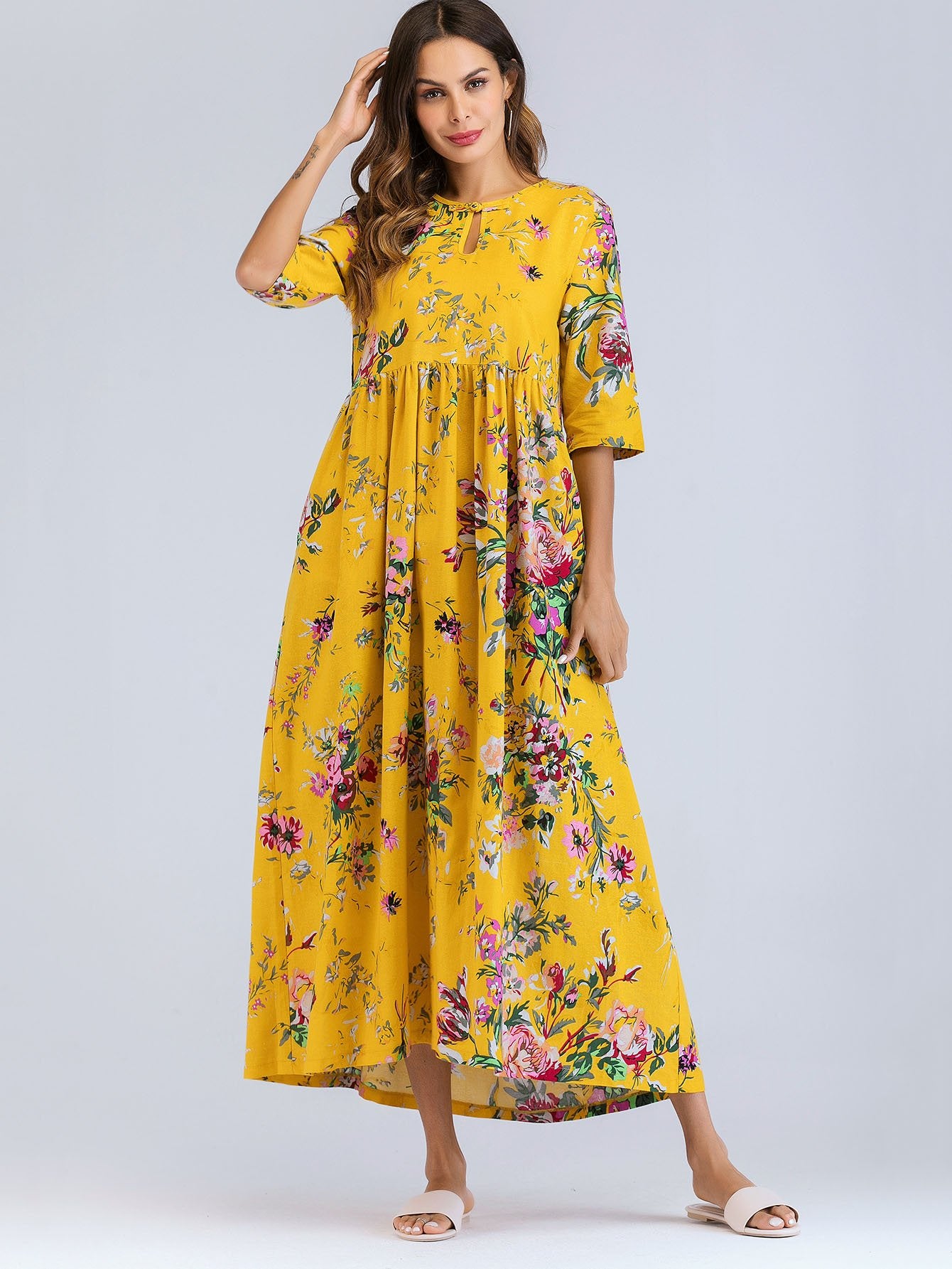 Leaf Print Longline Dress