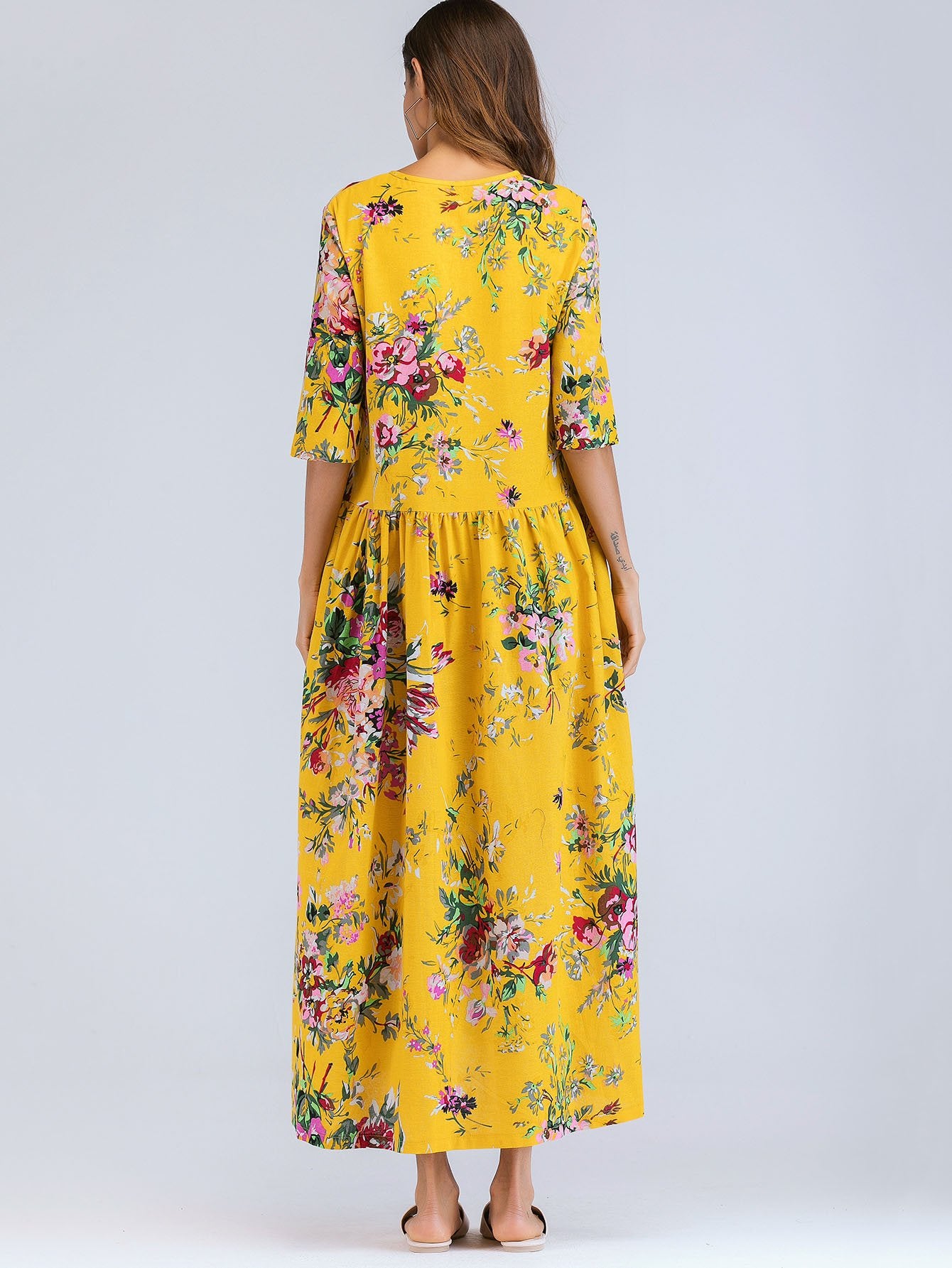 Leaf Print Longline Dress