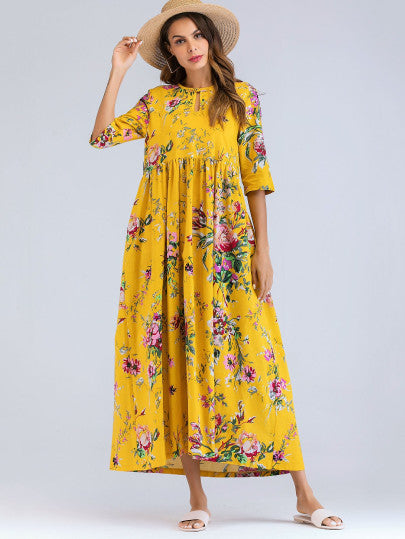 Leaf Print Longline Dress