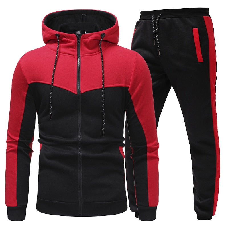 New Fashion Men Set Zipper Hoodies+Pants Sets Male Tracksuit Men's Casual Slim Fit Sportswear Male Brand Sweat Shirts Clothing