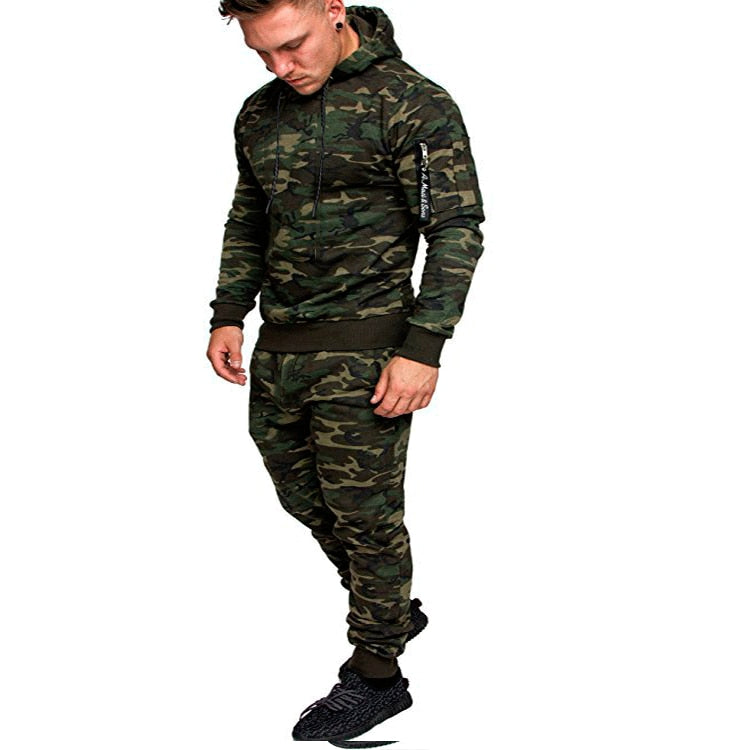 Mens New Sets Camouflage Autumn Running Casual Jogger Tracksuit Men Sweatshirt Sports Set Gym Zipper Slim Fit Male Sport Suit