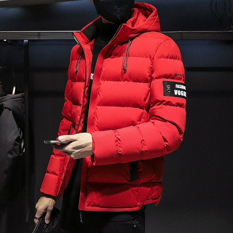 2020 New Men Winter Jacket Coat Hooded Warm Windproof Parkas Mens Thick Parka Casual Student Slim Fit Outwear Red Male Overcoat