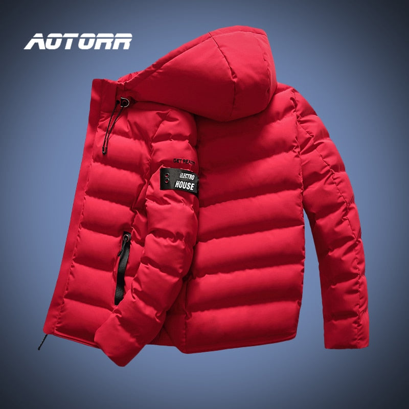 2020 New Men Winter Jacket Coat Hooded Warm Windproof Parkas Mens Thick Parka Casual Student Slim Fit Outwear Red Male Overcoat