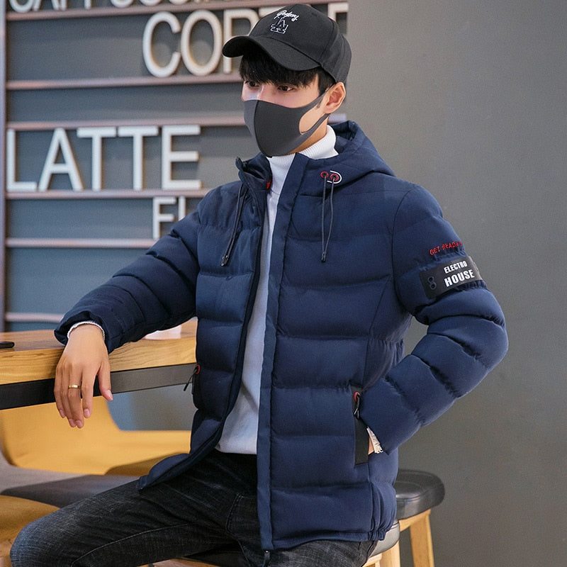 2020 New Men Winter Jacket Coat Hooded Warm Windproof Parkas Mens Thick Parka Casual Student Slim Fit Outwear Red Male Overcoat