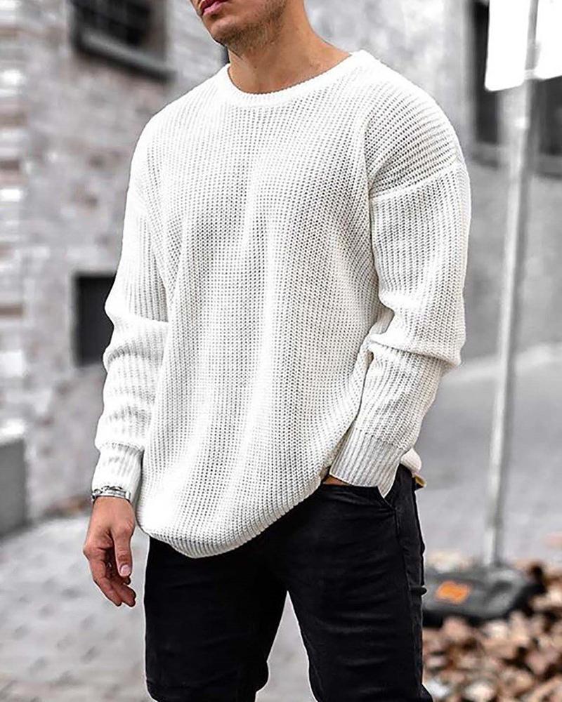 Modis Men Ripped Sweater Cotton Soft Male Winter Warm Knit Clothes Casual Cool Pullover O-Neck Long Sleeve Men Ripped Sweater