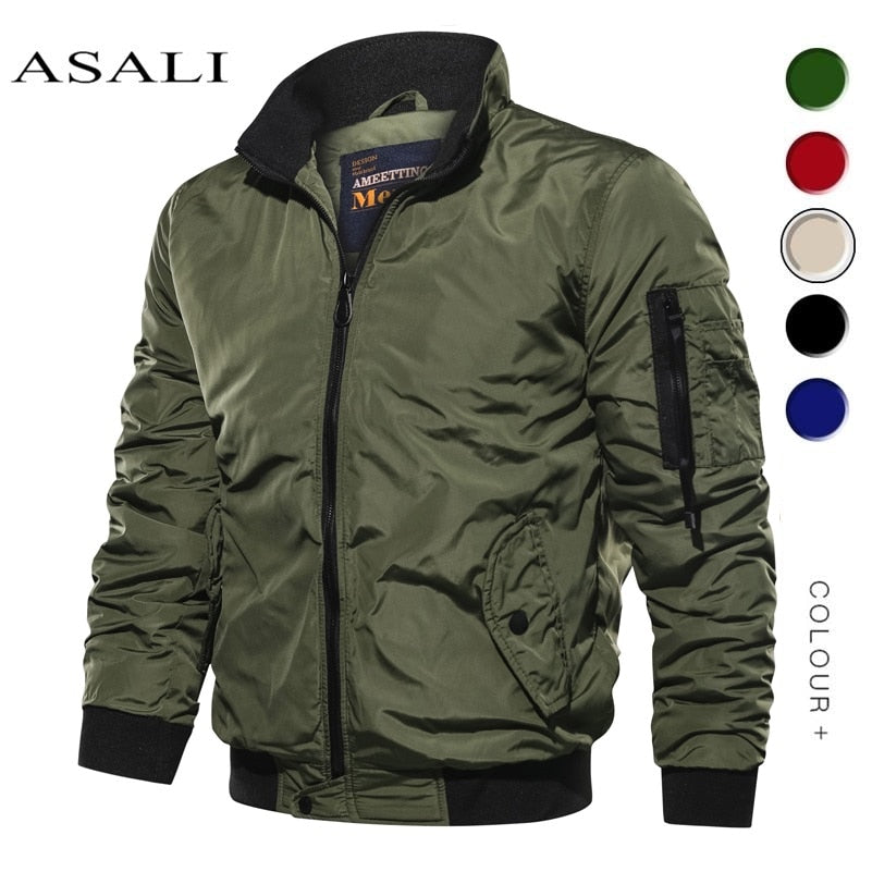 Casual Waterproof Spring 2020 Military Jacket Men's top Jackets Coats Men Outerwear Casual Brand Zipper Thin Coat Stand-Collar