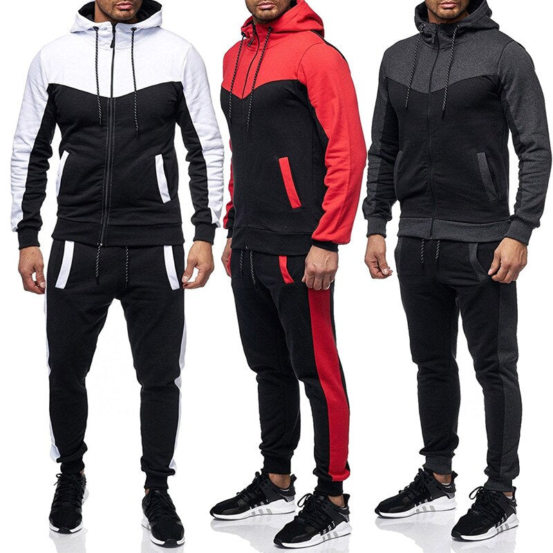 New Fashion Men Set Zipper Hoodies+Pants Sets Male Tracksuit Men's Casual Slim Fit Sportswear Male Brand Sweat Shirts Clothing
