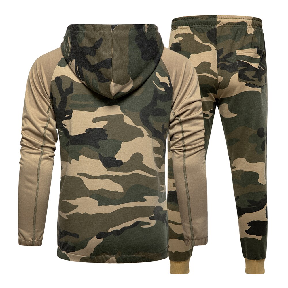 Men Sets Camouflage Casual Tracksuit 2020 Spring New Camo Jacket+Pants Sets Men's Sportswear Hooded Sweatshirt Sweatsuit Outdoor