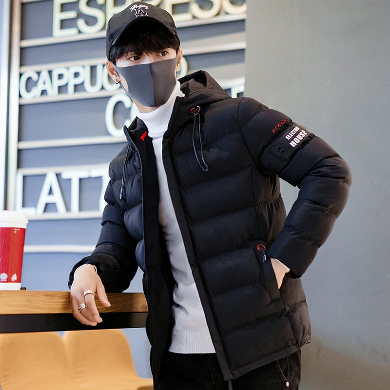 2020 New Men Winter Jacket Coat Hooded Warm Windproof Parkas Mens Thick Parka Casual Student Slim Fit Outwear Red Male Overcoat