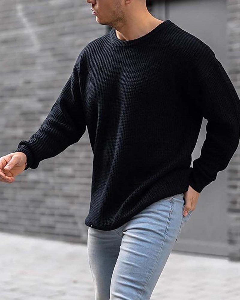 Modis Men Ripped Sweater Cotton Soft Male Winter Warm Knit Clothes Casual Cool Pullover O-Neck Long Sleeve Men Ripped Sweater