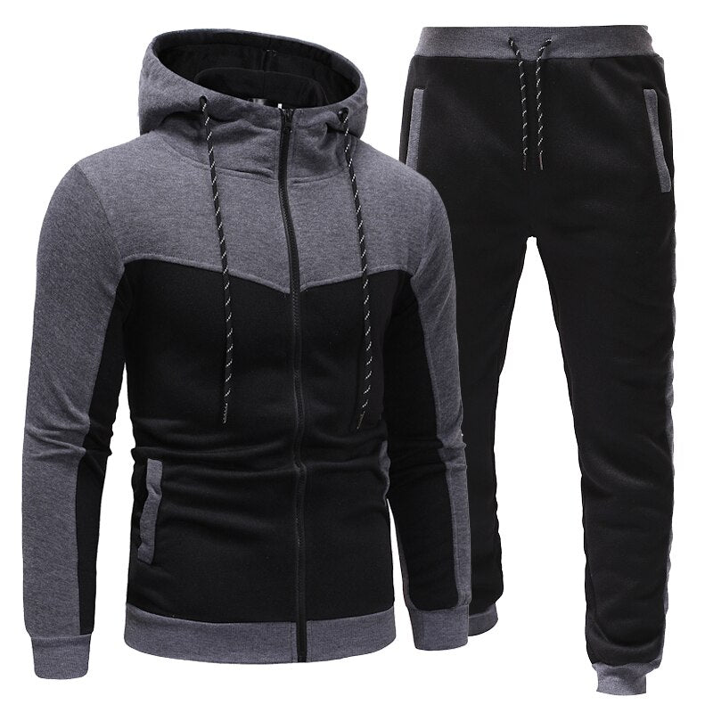 New Fashion Men Set Zipper Hoodies+Pants Sets Male Tracksuit Men's Casual Slim Fit Sportswear Male Brand Sweat Shirts Clothing