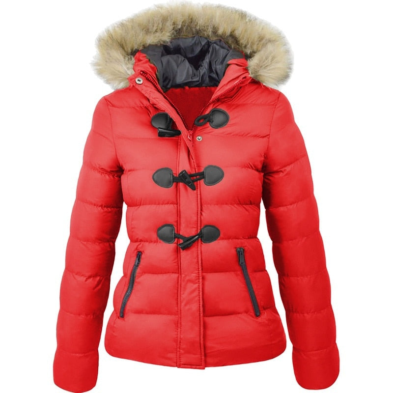 ZOGAA Brand Women Parkas Winter Jacket Coat Warm Clothes Casual Fur Collar Horn Buckle Slim Fit Female Jacket Overcoat Parkas