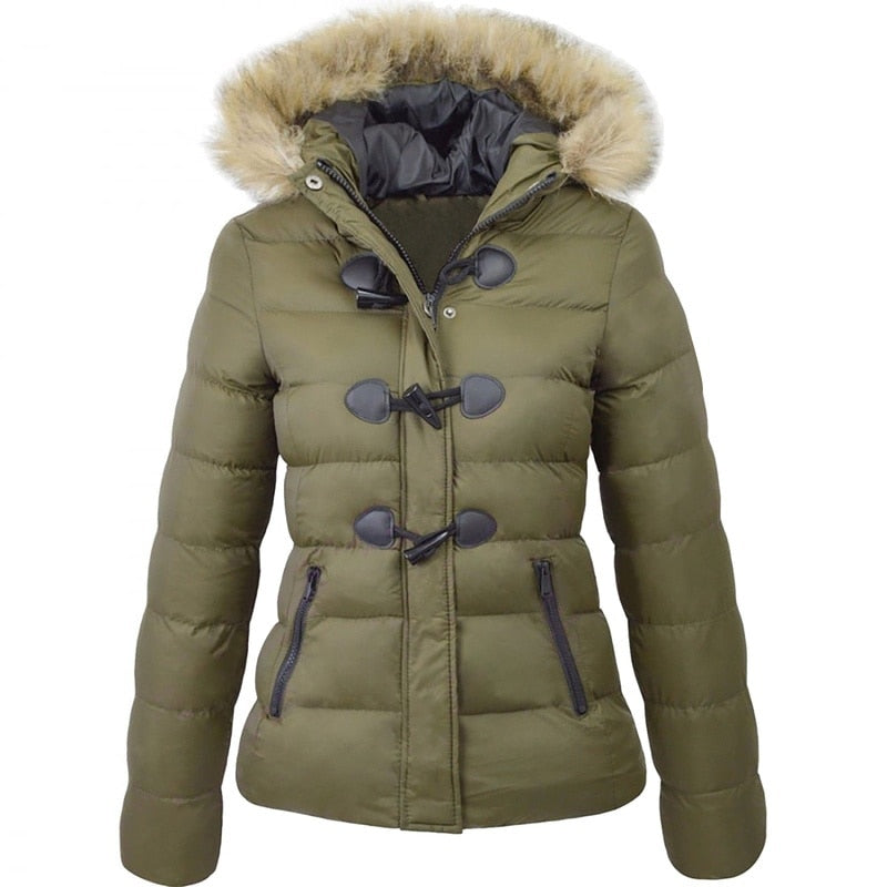 ZOGAA Brand Women Parkas Winter Jacket Coat Warm Clothes Casual Fur Collar Horn Buckle Slim Fit Female Jacket Overcoat Parkas