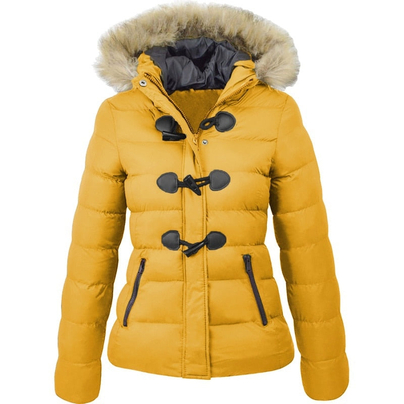 ZOGAA Brand Women Parkas Winter Jacket Coat Warm Clothes Casual Fur Collar Horn Buckle Slim Fit Female Jacket Overcoat Parkas