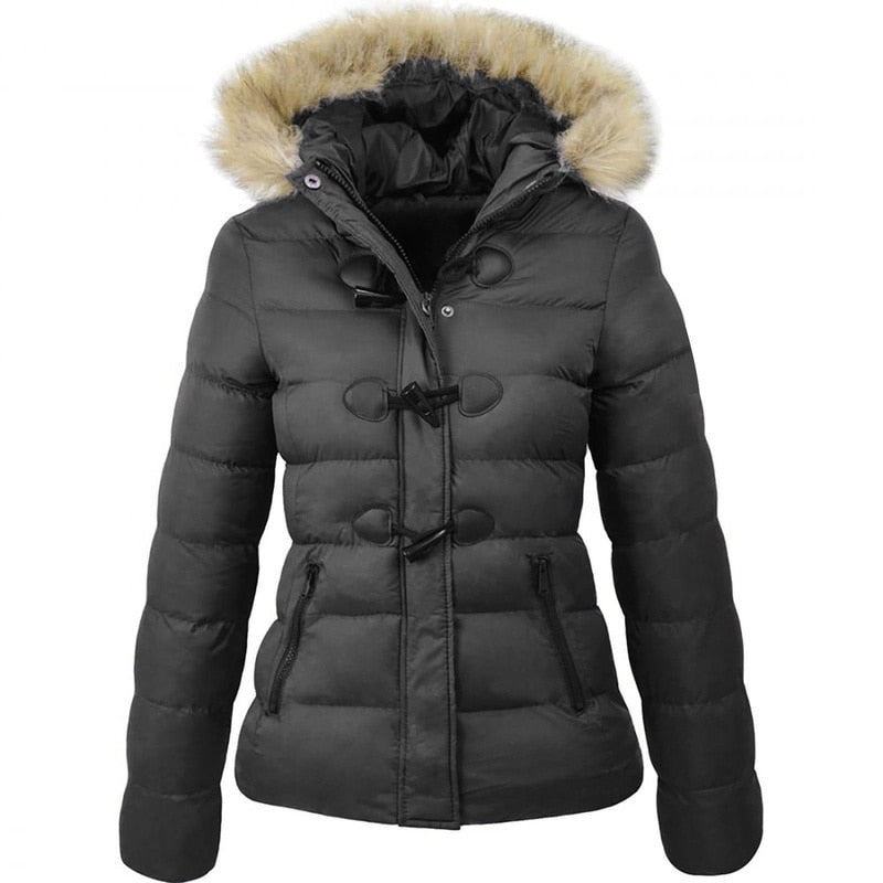 ZOGAA Brand Women Parkas Winter Jacket Coat Warm Clothes Casual Fur Collar Horn Buckle Slim Fit Female Jacket Overcoat Parkas